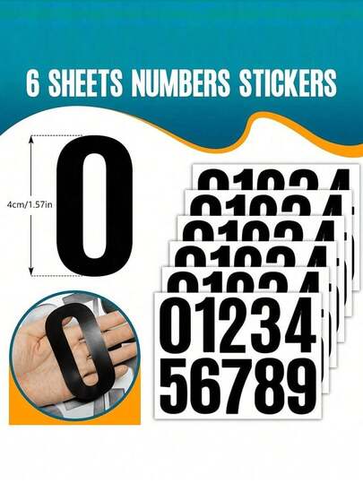 6pcs Waterproof Large Size Address Number Stickers, Self-Adhesive Vinyl Mailbox Number Decals Suitable For Mailbox, Signage, Window, Door, Car, Truck, House, Business, School Supplies, Back To School