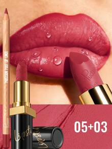 Pudaier 2pcs Lip Liner Pencil And Matte Lipstick Set, Smooth Long-Lasting Waterproof, Outline Perfect Lip Line, Suitable For Daily Use And Holiday Gifts - 05+03 - View 8