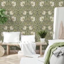 William Morris Style Retro Floral Pattern In Sage Green And Yellow, Suitable For Bedroom Accent Wall, Cabinets And Other Home Decor - C - View 4