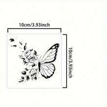 Adesivos de tatuagem temporária à prova d'água com borboletas e flores - Longa duração de 1 a 2 semanas, à base de ervas, arte corporal moderna para braço, peito e ombro - Design elegante em preto e branco - Preto - Ver 5