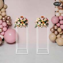 10 Pieces Geometric Metal Flower Stands, 60cm/23.62in Tall Flower Stand Metal Floor Vase Column, Centerpiece Stands Rectangular Display Rack For Wedding Party Decor - Flower Display Stands - View 6