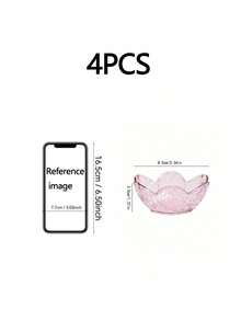 2/4/6/10pcs Set Mini Cherry Blossom Sauce Plate Set, Pink Cherry Flower Crystal Plastic Appetizer Plate, Dipping Bowl, Tasting Plate, Serving Plate, Seasoning Dish, Small Bowl, Ice Cream Snack Soy Sauce Condiment Plate - Pink - View 11