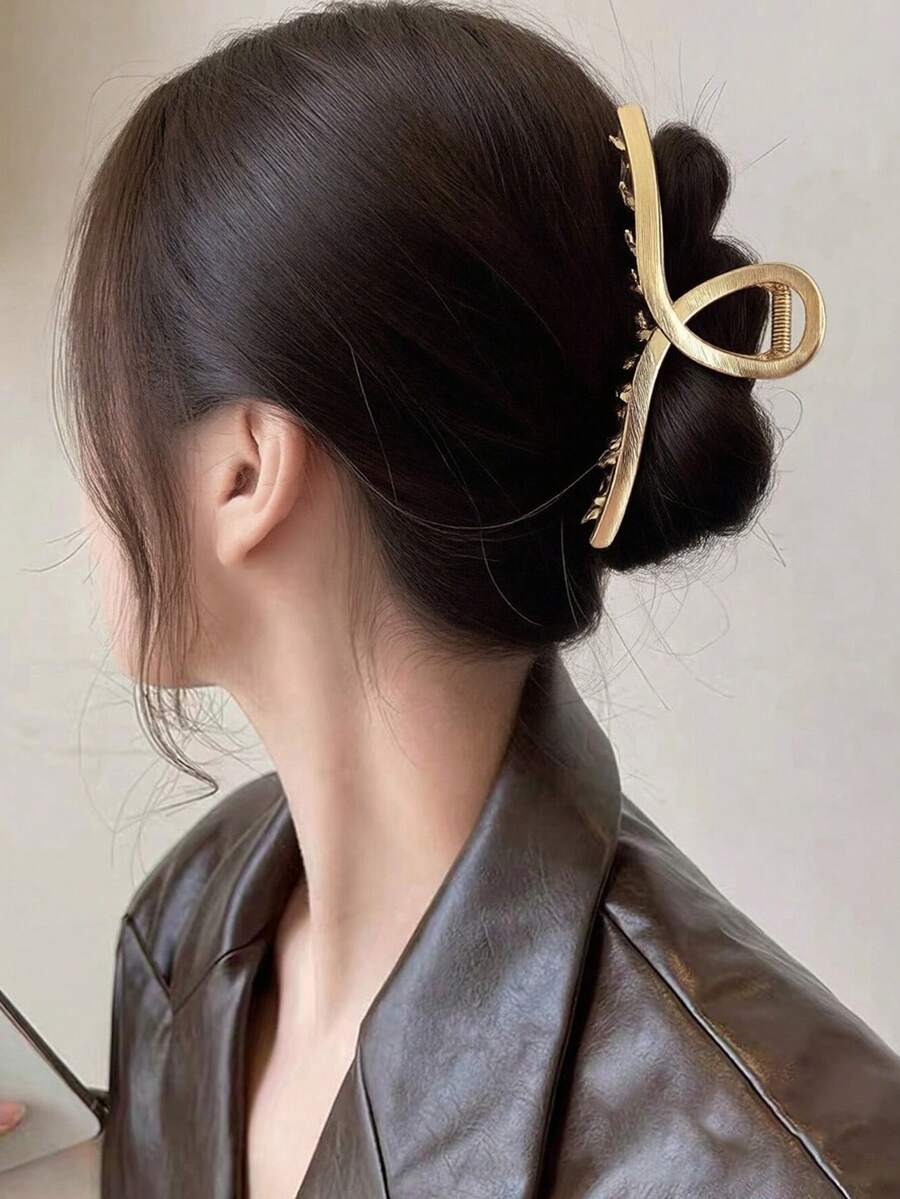1个大号金属发夹 - 4.72英寸（约12厘米）金色发夹，发爪，适合女性和细软发质，完美夹持浓密头发，强力定型，女士时尚发饰，情人节礼物，发饰，发爪夹，发夹，发卡，上学用品，大学秋冬度假装扮，女士情人节礼物