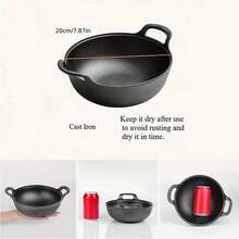 Cast Iron Ingot Pot, Thick Double-Ear Stew Pot, Soup Pot. Small Wok, Frying Pan, Non-Stick Flat Bottom Pan, No Coating - View 5