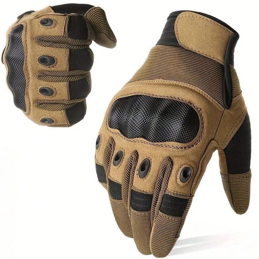 Men'S Tactical Winter Gloves - Touchscreen Compatible, Full-Finger Warm Design, Adjustable Closure, Outdoor Activities And Cycling - Cold Weather Equipment - Black - View 1