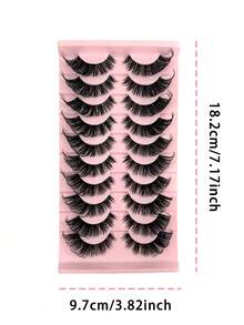10 Pairs Of Cat Eye False Eyelashes Invisible Band Thick Fluffy Soft And Interwoven Natural Wearing Effect Make Your Eyes Bright And Reusable Suitable For All Eye Shapes - Black - View 7