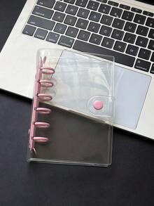 Cuadernos transparentes con un solo orificio en tamaño A6/A7, cuadernos con pegatinas de carpeta rosa, cuadernos con pegatinas, organizadores de tarjetas fotográficas, cubiertas transparentes de cuero suave con doble botón para cuadernos, diarios hechos a mano, álbumes, pegatinas, cuadernos, planificadores, artículos de papelería para estudiantes, suministros de oficina - 1 Set - Ver 18