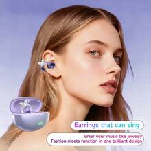 NEW SENYANG Wireless Open-Ear Headphones, New OWS Clip-On Headphones, Butterfly Earring Bluetooth Headphones, Pure Stereo Sound, Suitable For Sports/Outdoor And Multi-Scenarios, Wireless Headphones, Clip-On Headphones, Travel Headphones, Fashion Headphones, Gift, Holiday Gift For Girls & Women, Sports Headphones, Travel Wireless Headphones, Stereo Headphones, Fashion Aesthetics, For Valentine's Day Gift - 升級108附耳飾款 - 查看 4