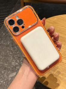 Luxury Glitter Large Window Camera Protection Bracket Soft Phone Case Compatible With IPhone 17 Pro Max 17 Pro 17 16 Pro Max 16 Pro 16 15 Pro Max 15 Pro 15 14 Pro Max 14 Pro 14 13 Pro Max 13 Pro 13 12 Pro Max 12 Pro 12 Stylihs Woman Girl Blingbling Shockproof Bumper Back Cover - Orange - View 5