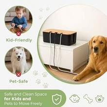 Large Wooden Grain Cable Management Box, Suitable For Desk TV Cables, Computer Cables, USB Hubs And Power Strips, Made Of ABS Material - Multicolor - View 9