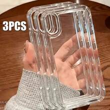 3pcs Transparent Shock-Proof TPU Phone Cases Suitable For IPhone 16 Pro Max, 11/12/13/14 Plus, XR/7/8 Plus, 15 Pro Max/17/17 Air/17 Pro Max, Anti-Fall Protective Cover - Clear - View 18