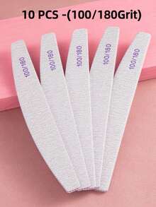 10pcs Professional Crescent Shape Nail Files, 180/240 Grit, Manicure Supplies, Nail Art Tools, Nail Care (Suitable For Nail Extensions) - Grey - View 11