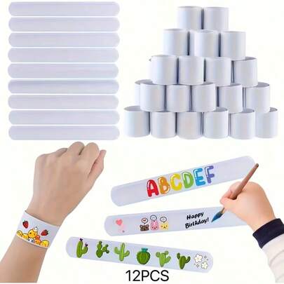 White Clapper Bracelet Blank Strap, DIY Wristband, Suitable For Birthday Party Favors, School Craft, Christmas, Halloween Party Bags, School Activity Prizes, Family Game Rewards, New Year Gifts, Valentine's Day Gifts