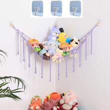 Large Plush Animal Storage Hammock Or Net Corner - Stuffed Animal Hanging Hammock Net - Cute Plush Animal Storage Rack - Nursery Bedroom Wall Home Decor, Comes With 3 Hooks - View 13