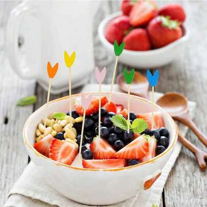 Diverse V-vormige bamboe prikkers, geschikt voor in de keuken/op feestjes/bij cocktails | 12 cm uitschuifbare lengte | Decoratieve bamboe tandenstokjes | Premium dessertprikkers, ideaal voor feestjes | Te gebruiken voor fruit, hamburgers en hapjes | Onmisbaar voor feestjes, bruiloften, diploma-uitreikingen, jubilea, Kerstmis en schoolevenementen