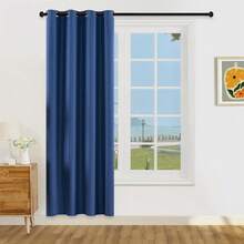 1pc/2pcs Lightweight Pure Blackout Curtains, Metallized Film 100% Blackout Curtains , Top Hanging Rings, Darkens Room Provides Privacy, Living Room/Bedroom Curtains - Navy Blue - View 17