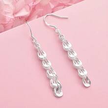 1 par de pendientes exquisitos y creativos chapados en plata de ley 925 como accesorios de moda, regalos y joyería para bodas y fiestas - Plateado - Ver 2