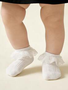 5双装 女童柔软透气蕾丝花边公主风袜子 - 彩色 - 查看 6