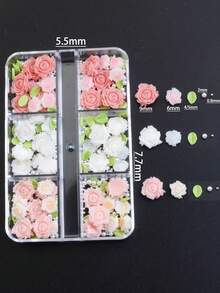 Phụ kiện trang trí móng tay 3D bằng nhựa hình hoa hồng, lá cây, ngọc trai và hạt cườm, phong cách tối giản, đa năng, dễ thương kiểu Nhật Bản - Hàn Quốc, thích hợp cho việc tự làm móng nghệ thuật, trang trí móng tay và ốp điện thoại mùa hè. - Nhiều màu - Xem 3