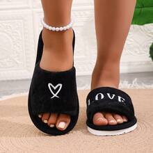 Love Heart Casual Knit Fabric Comfortable Warm Home Wear, Spring/Summer - Black - View 1