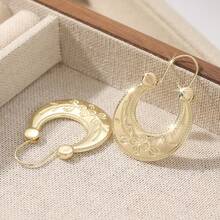 1 Par de Brincos Clássicos Vintage Artesanais em Ouro Redondo, Joias Criativas e Requintadas para Mulheres, Brincos de Cobre Luxuosos e Elegantes, Adequados para Uso Diário e Eventos Especiais, Presente Perfeito para as Festas - Ouro - Ver 8