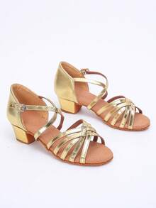一双金色带子拉丁舞鞋 - 金色 - 查看 6