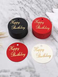 1set(100pcs)-Birthday Circular Paper Cards, Birthday Party Gift Hanging Cards, Cake Gift Cards, Gift Packaging Card Labels And Hemp Rope, Birthday Supplies, Special Decorations, Hanging Decorations For Gift Boxes - Multicolor - View 1