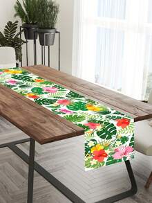 1pc Palm Leaf Polyester Table Runner, Suitable For Indoor/Outdoor Dining And Wedding Decor, Perfect Choice For Fashionable Tabletop Setting And Event Decoration - Multicolor - View 8