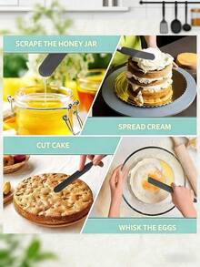 Silicone Spatula Scraper, Heat-Resistant Silicone Cake Cream Peanut Butter Mixing Scraper, Non-Stick Bread Scraper, Rubber Kitchen Blender Scraper, Long Baking Tool, Kitchen Gadgets - Multicolor - View 10