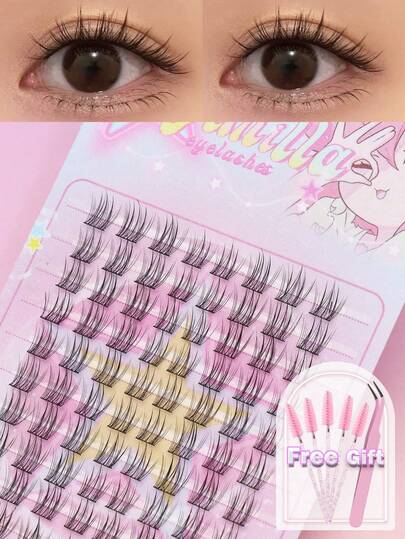 AYRMILLA 80 Clusters Of Long, Soft, And Naturally Curled Eyelashes. Can Freely Match Position And Density, Comes With Eyelash Tools For Comfortable And Simple Wearing, A Must-Have For Beginners In Beauty. Wear It In Various Scenarios Such As Daily Travel, Tourism, Parties, Etc., Creating Essential Makeup Products For Exquisite Eye Makeup