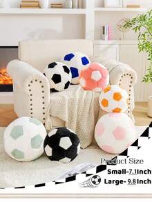 1pc 2026 World Cup Football Throw Pillow, World Cup Sofa Cushion, Football Basketball Round Plush Soft Pillow, Bedroom Decor, Room Decor, Party Gift, Outdoor Pillows, Garden Cushions, Summervibes - Black and White - View 3