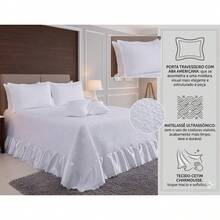 Athena Queen Size Bedspread Quilt Kit 5 Pieces - White - 白色 - 查看 4