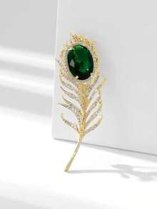 1枚奢华优雅羽毛胸针，高端时尚精致独特个性风格迷人衬衫领针，女士完美礼物 - 彩色 - 查看 7