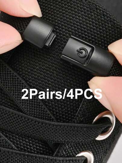 2 pares de cordones elásticos sin atar, cordones holgados con cierre a presión clásico adecuados para zapatillas, zapatos casuales
