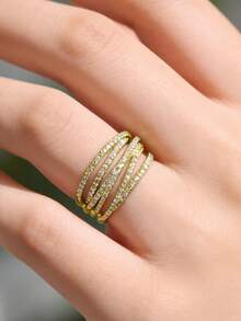 1 Nhẫn Fashion Unlimited Loop Zirconia quà tặng Giáng sinh, đám cưới, người yêu, tiệc tùng, ngày lễ - Vàng - Xem 4