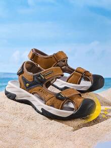 Men's Summer Comfortable Soft And Elastic Height-Increasing Anti-Collision Closed-Toe Casual Sandals - Bronze - View 3