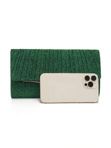 Shiny Evening Clutch Bag, Elegant Fashion Envelope Bag, Ladies Wedding Party Handbag - Green - View 3