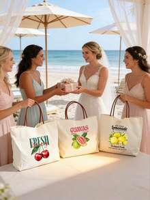 Vibrant Lemon Print Tote Bag, Reusable Printed Women's Tote Bag, Double Handle Shopping Bag, Large Capacity Shoulder Bag, Suitable For Casual Commuting. - Multicolor - View 10