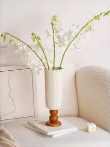 1 Stück cremefarbene Vase mit vertikalen Streifen, einzigartiger französischer Stil Wohndekoration - Verschiedenfarbig - Übersicht 6
