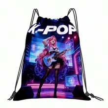 Durable Drawstring Backpack With K-Pop Guitar Pattern, Suitable For Fitness, Yoga, Travel And Soccer, With Practical Pockets, Makes A Great Gift - A - View 2