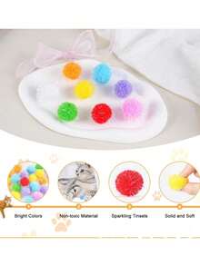 1.5 Inch Extra Large Glitter Ball Cat Toy, Sequin Plush Ball, Multi-Color Flashing Ball Cat Favorite Toy, Metallic Wire Plush Ball (Random Color) - Multicolor - View 8