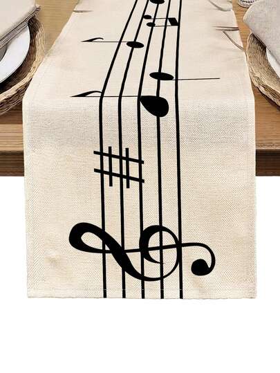 1 khăn trải bàn in họa tiết nốt nhạc, 4 tấm lót chén in họa tiết nốt nhạc, thích hợp cho các lễ hội, tiệc tùng, sinh nhật, bữa tối, trang trí nhà bếp và phòng ăn, phù hợp cho mọi mùa, trang trí dệt may gia đình.