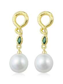 Retro Fashion Snake Pearl Classic Stud Earrings, Elegant Literary Style Versatile Daily Wear Earrings For Women - Multicolor - View 2