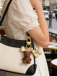 1pc Letter Teddy Bear Keychain With Gold Bubble Letter A-Z Keychain For Women, Cute Bear Bag Charm Pendant For Handbag Purse Backpack Travel Bag, Decorative Key Ring For Gym Classroom Matching Game, Daily Use & Gift Giving, Stylish Accessory For Women Girls, Perfect Holiday Gift For Christmas, Valentine's Day, Birthday, Back To School. - Nhiều màu - Xem 2