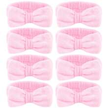 可爱大蝴蝶结毛绒发箍，防滑发带，化妆面膜面膜发箍，少女风高品质发饰 - 粉紅色 - 查看 5