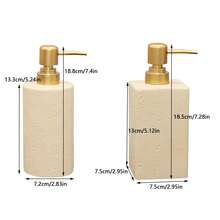 Premium Soap Dispenser, Manual Pump Bottle, Suitable For Shampoo, Body Wash, Hand Wash, Hotel & Home Bathroom Lotion Bottle, Soap Dispenser Set, Travertine Style - Yellow Travertine Cylindrical Bottle (silver Coin Pump) - View 2