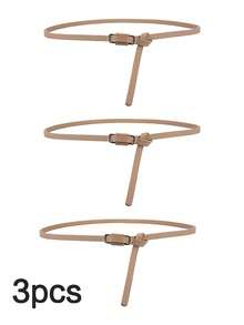 Buckle Daily Life Leather Belt, Fashion & Elegant For Dresses, T-Shirts, Casual Pants, Women Summer, School Fall, Autumn, Halloween Women's Slim Waist Belt With No-Hole Design Decorative Belt Waist Wrap Dress, Simple And Fashionable, Versatile And Suitable For All Occasions. - 駝色 - 查看 14