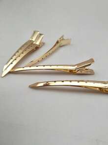 20pcs Assorted Alligator Clip Bantoye Anti-Rust White K-Color Metal Alligator Hair Clips With Holes, Suitable For Hairstyling, Hair Coloring, Silver Styling (Unisex), Hair Accessories, School Supplies, Head Accessories, Hairpin  Zinc Alloy    Metal - 金色 - 查看 3