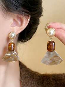 1对复古精致时尚独特几何圆形和方形耳钉，百搭日常及节日佩戴，女士 - 幾何 - 查看 2