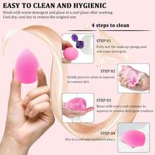 Practical 12 Pieces Professional Makeup Sponge Set,Latex Free Flawless Soft Setting Face Puffs,Multicolor Beauty Sponge Blender Cosmetic Applicator For Powder,Liquid,Facial Makeup Tools - 12 chiếc màu hồng - Xem 3